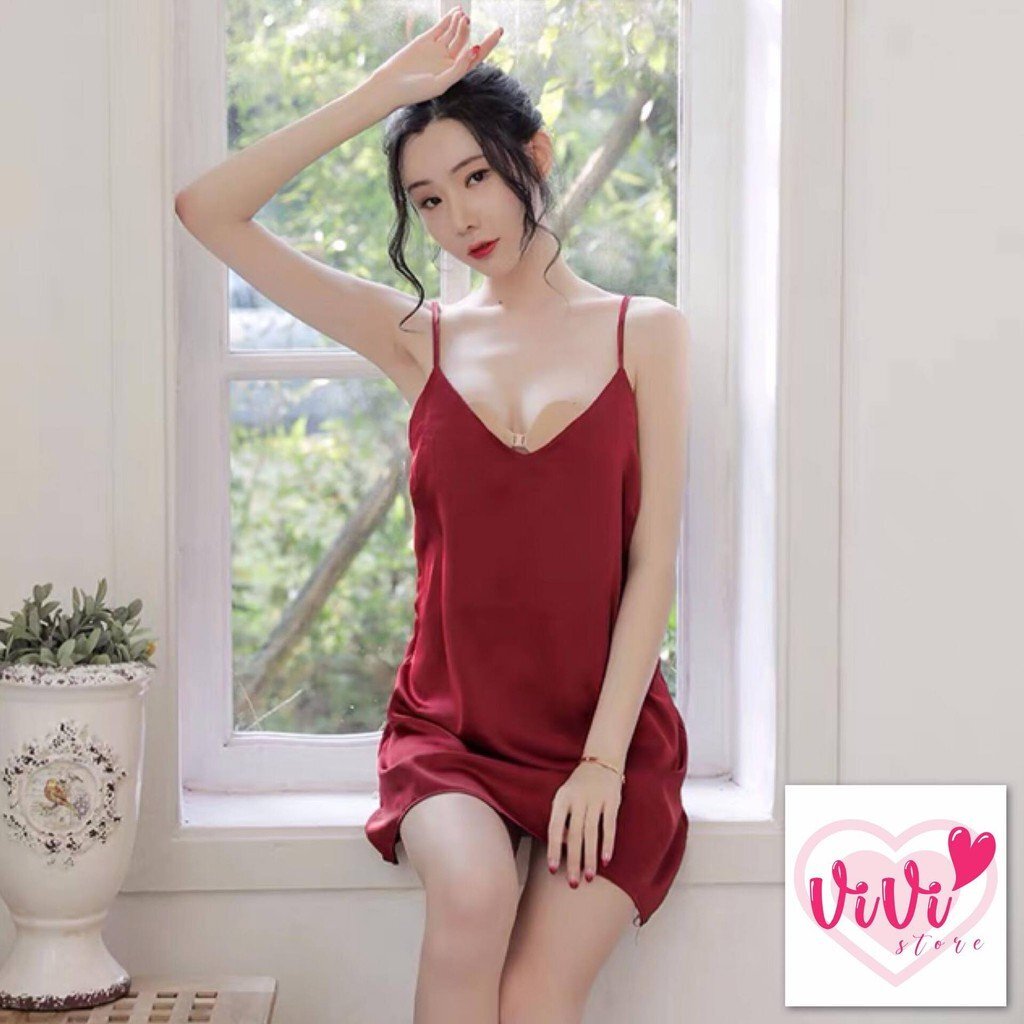 Vivi Lingerie Sexy Nightwear Sling Deep V Women Dress Malaysia - Image 3