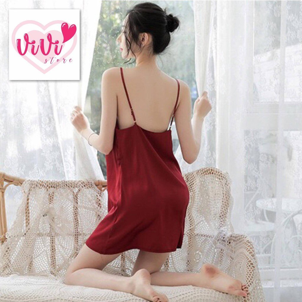 Vivi Lingerie Sexy Nightwear Sling Deep V Women Dress Malaysia - Image 4