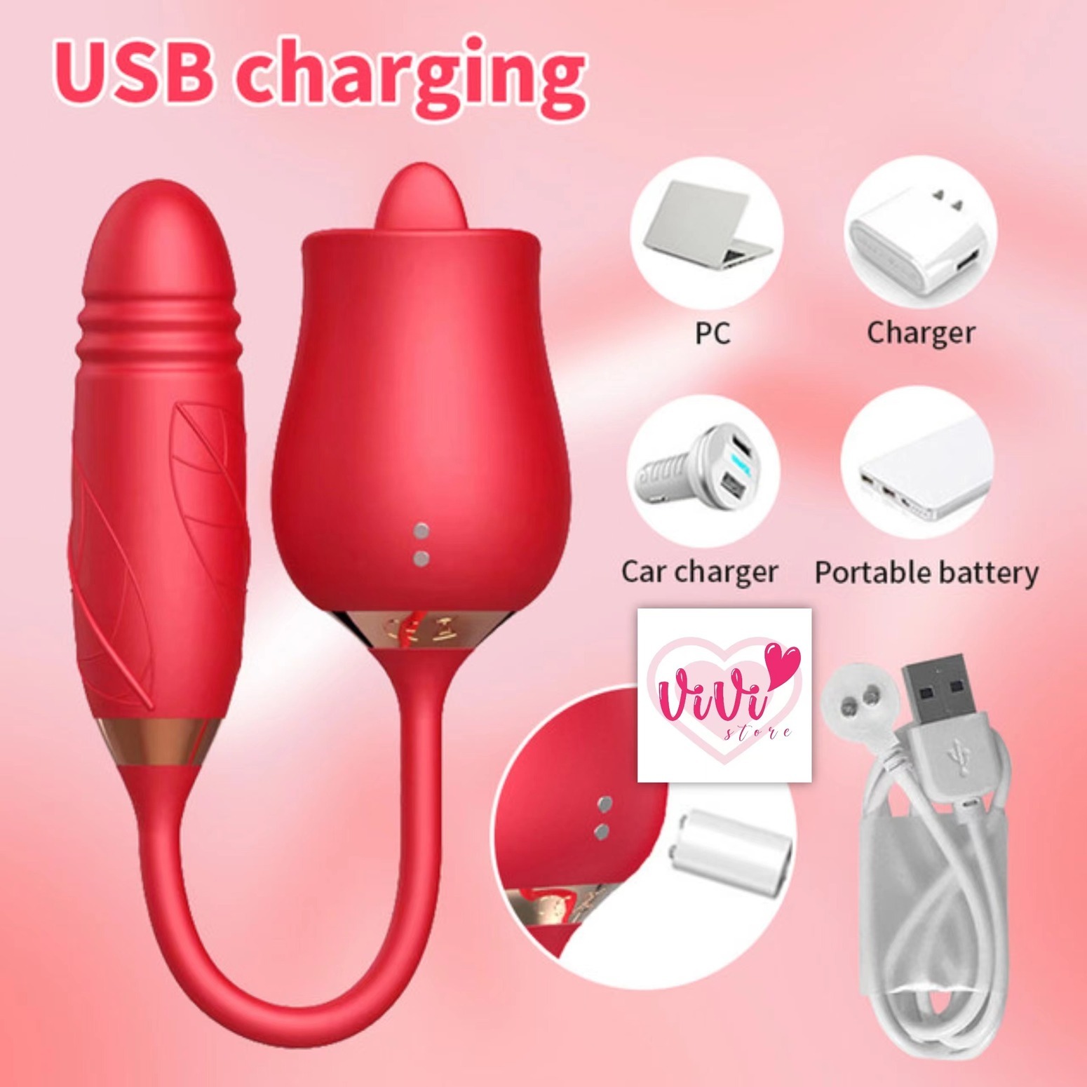 Rose Tail Licking Sucking Vibrator Thrusting Suction Masturbator Women Adult Toy Malaysia - Image 12