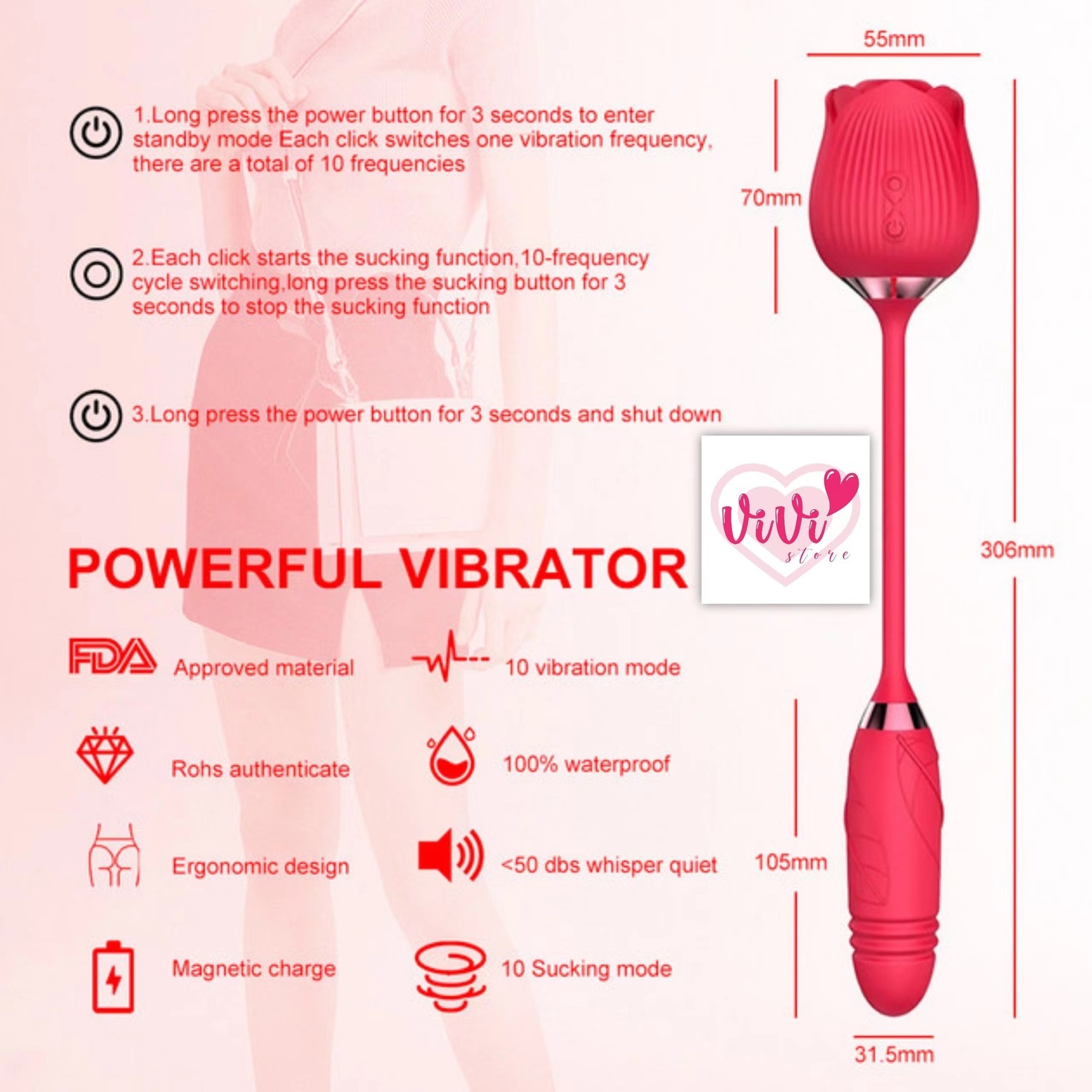 Rose Tail Licking Sucking Vibrator Thrusting Suction Masturbator Women Adult Toy Malaysia - Image 5
