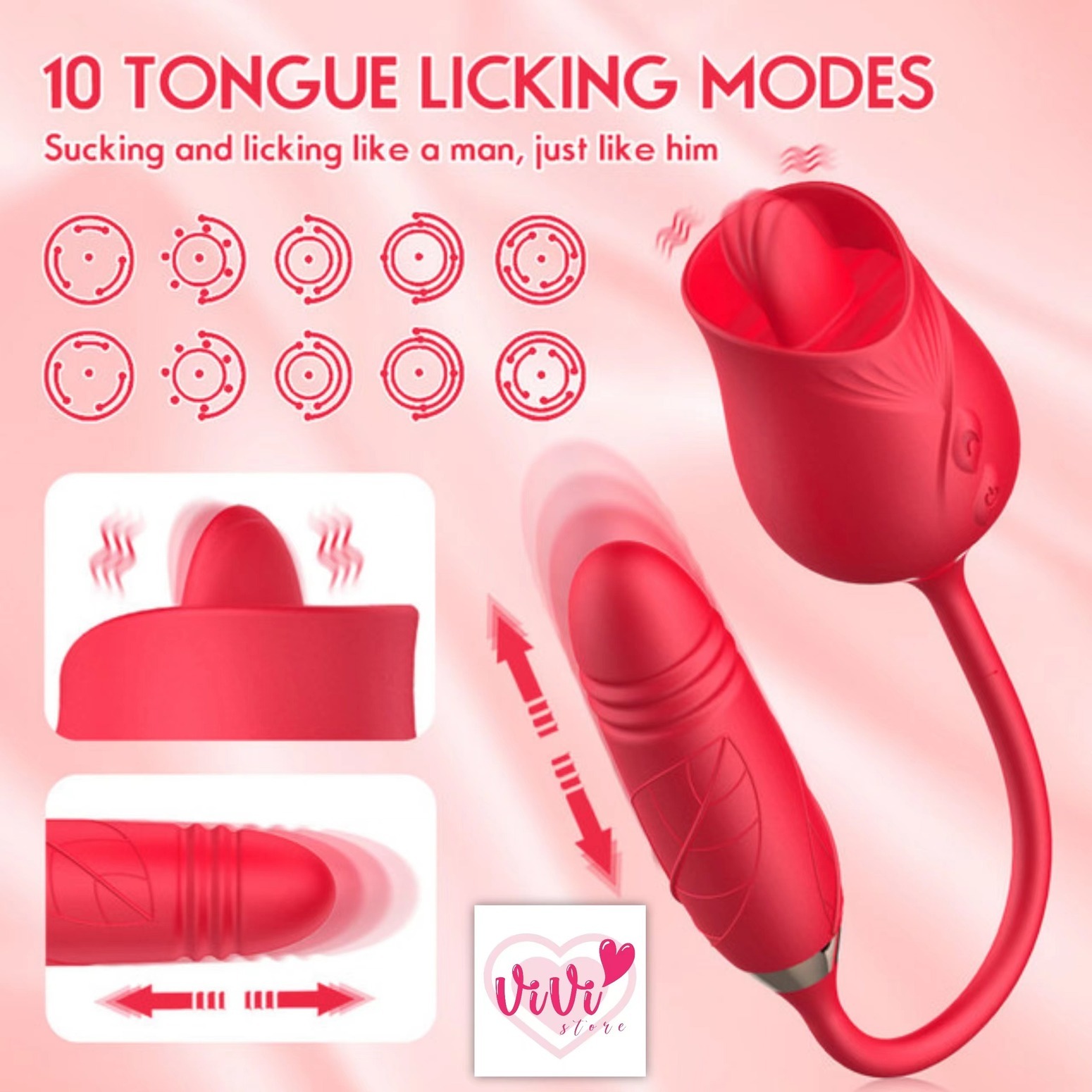 Rose Tail Licking Sucking Vibrator Thrusting Suction Masturbator Women Adult Toy Malaysia - Image 10
