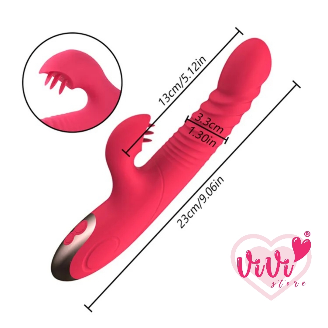 Vivi Rabbit Thrusting Sucking Vibrator Dildo Heating Tongue Masturbator Women Adult Toys Malaysia - Image 9
