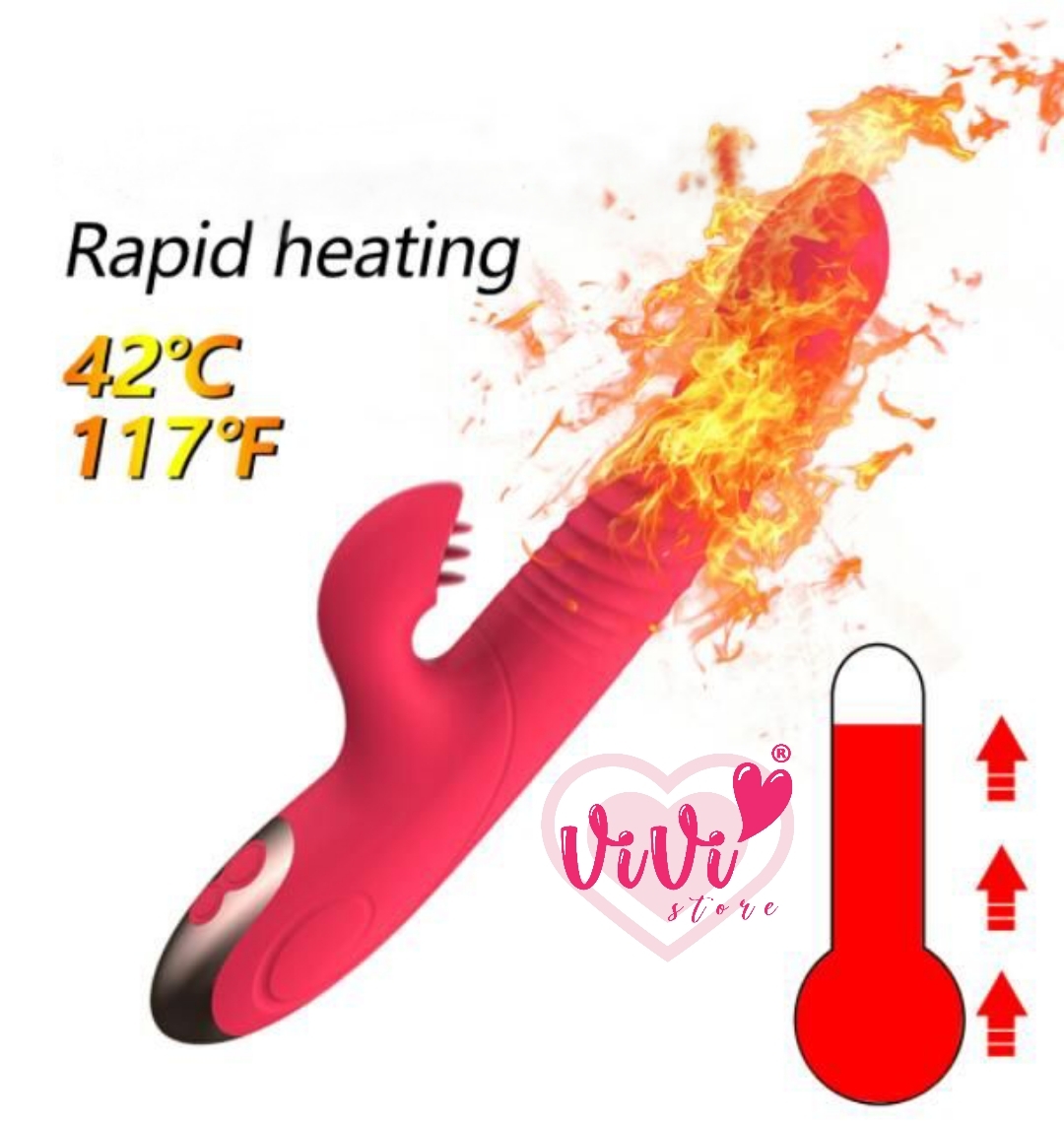 Vivi Rabbit Thrusting Sucking Vibrator Dildo Heating Tongue Masturbator Women Adult Toys Malaysia - Image 6