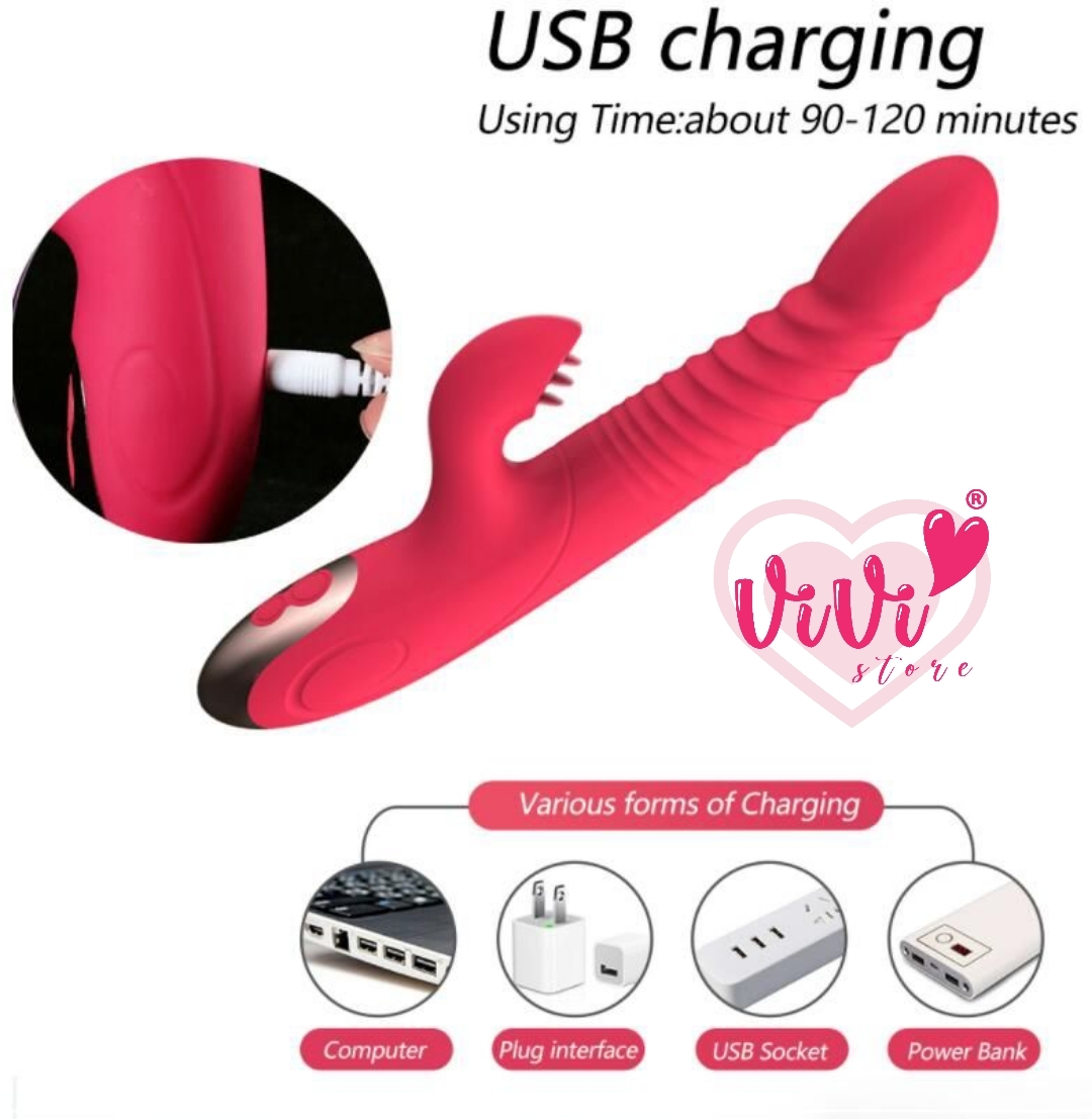 Vivi Rabbit Thrusting Sucking Vibrator Dildo Heating Tongue Masturbator Women Adult Toys Malaysia - Image 8