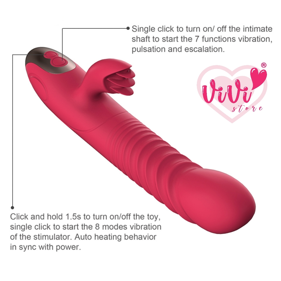 Vivi Rabbit Thrusting Sucking Vibrator Dildo Heating Tongue Masturbator Women Adult Toys Malaysia - Image 7