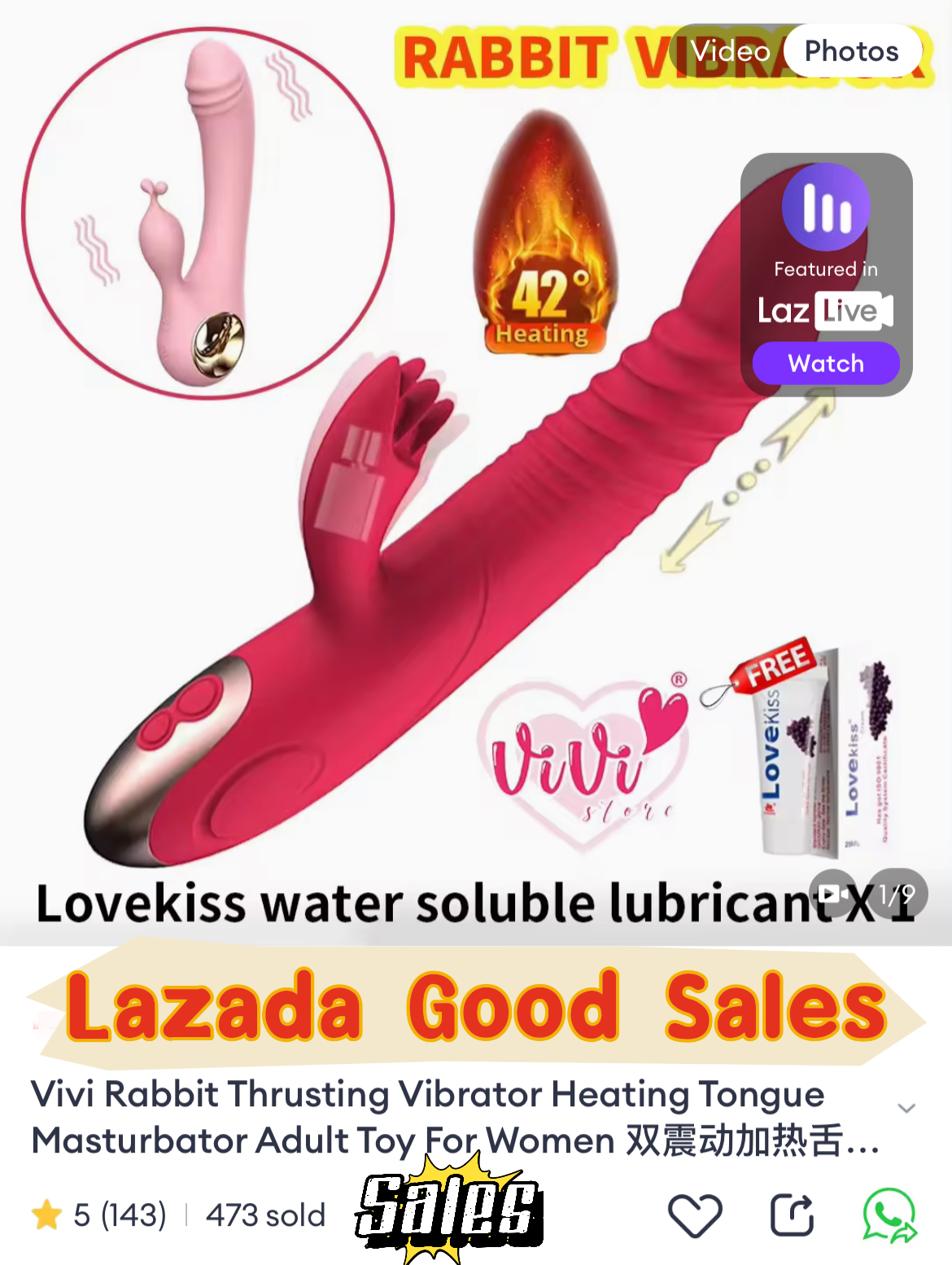 Vivi Rabbit Thrusting Sucking Vibrator Dildo Heating Tongue Masturbator Women Adult Toys Malaysia - Image 2
