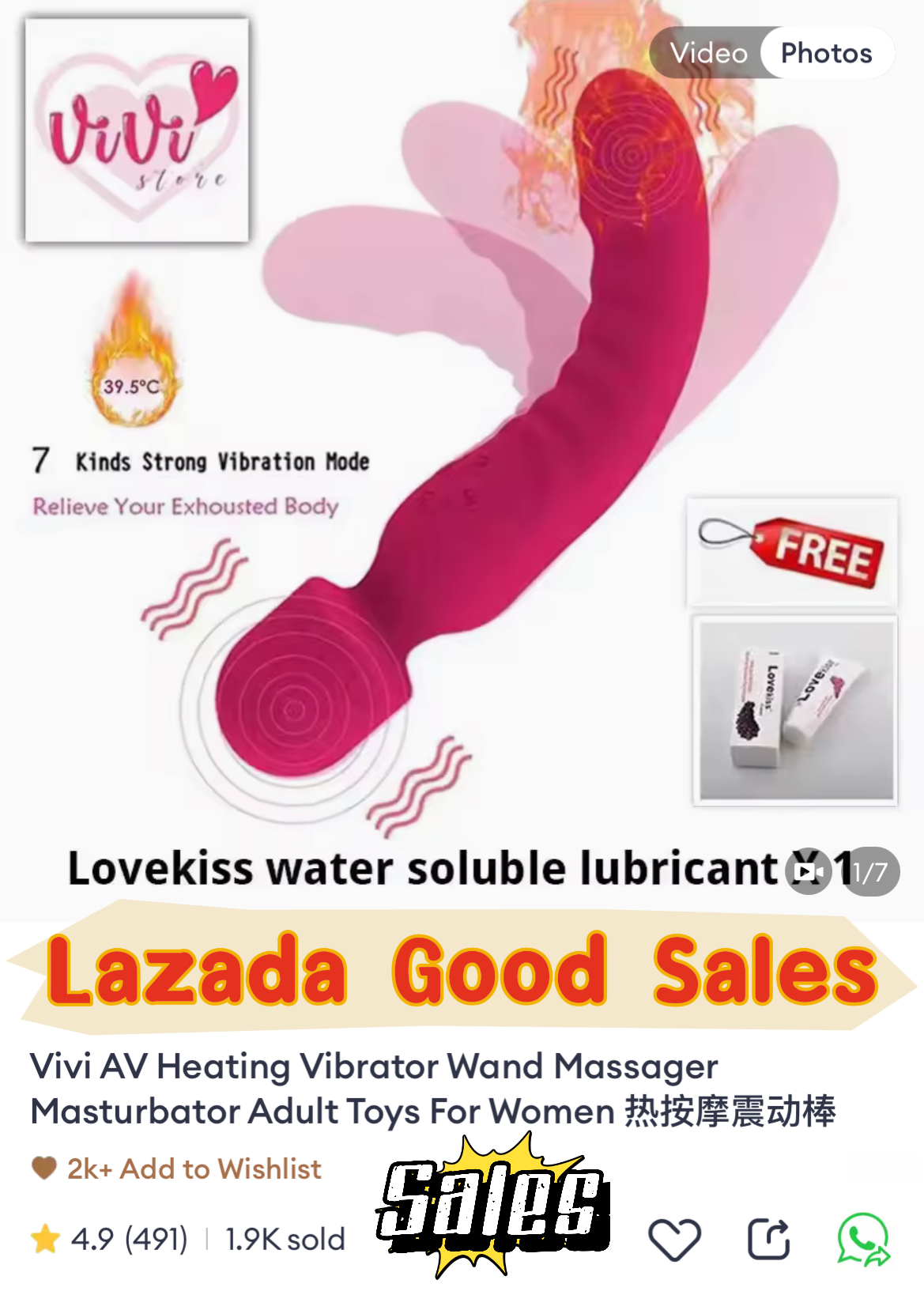 Vivi Heating Sucking Vibrator Av Wand Massager Dildo Masturbator Women Adult Toys Malaysia - Image 2