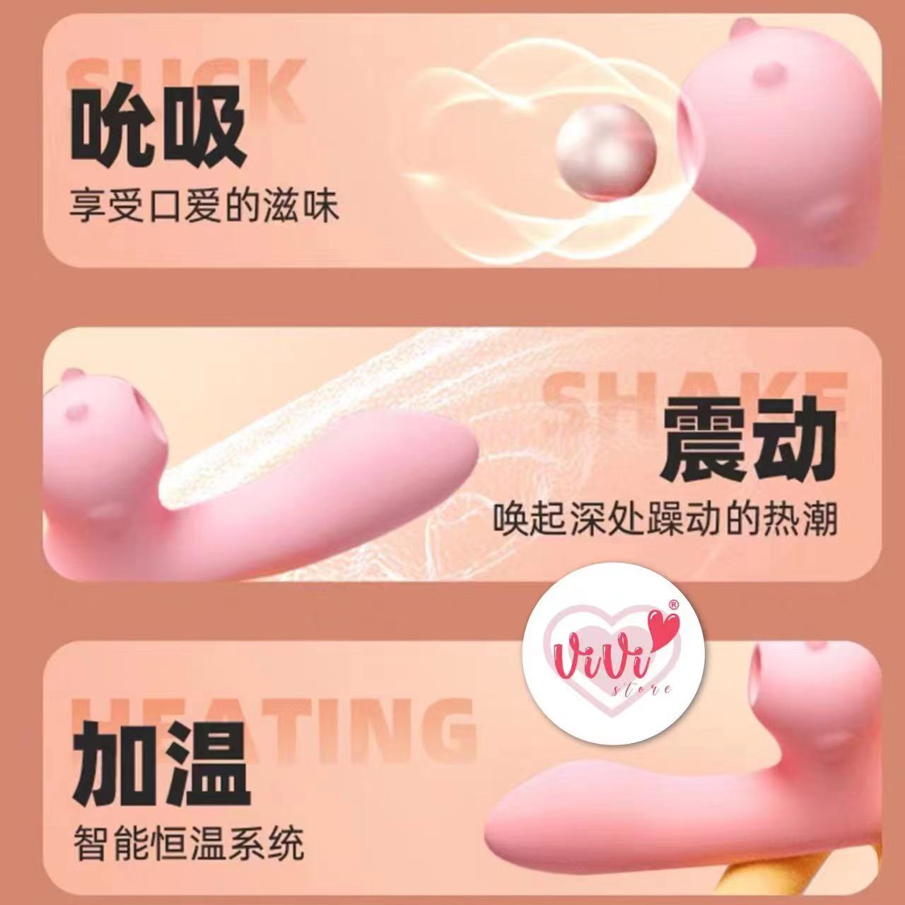 Vivi Rabbit Thrusting Sucking Vibrator Dildo Heating Tongue Masturbator Women Adult Toys Malaysia - Image 18