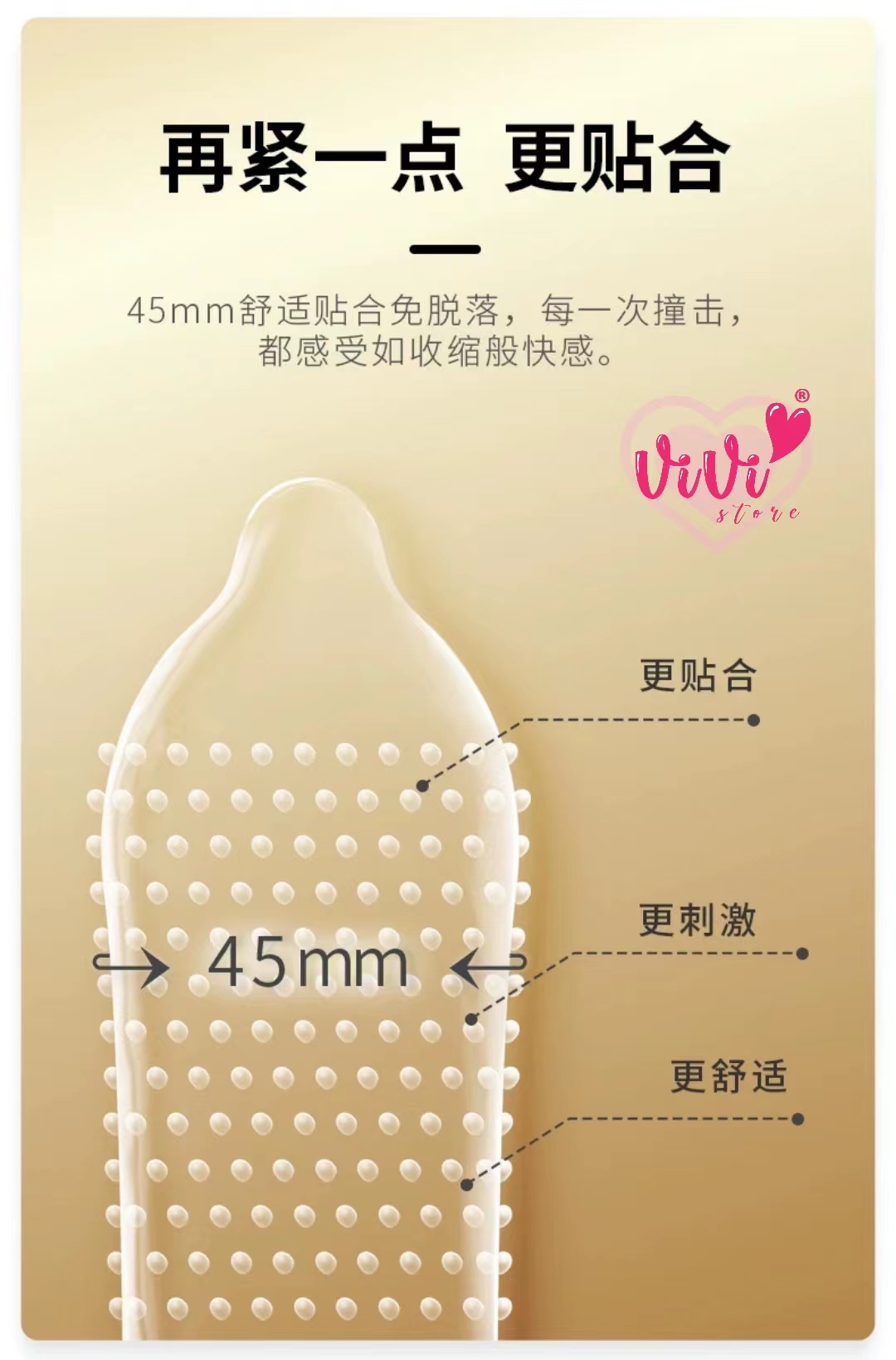 Vivi Small 45mm 49mm Dotted Condom Close Tight Fit Latex 10pcs Lubricated Condom (Not Durex) - Image 3