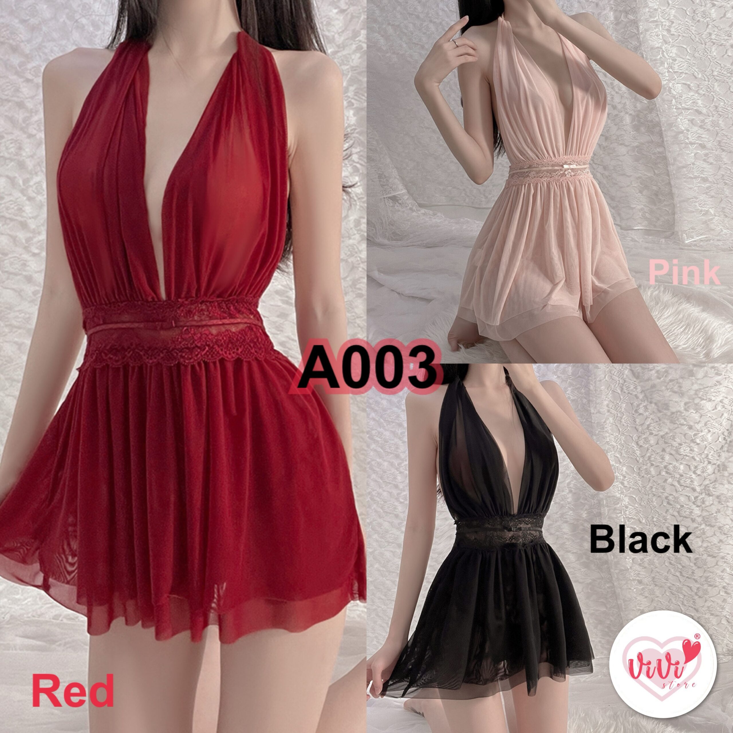 Vivi Sexy Lingerie Plus Size Open Crotch Satin Design Sleepwear Dress Lingerie Malaysia - Image 3