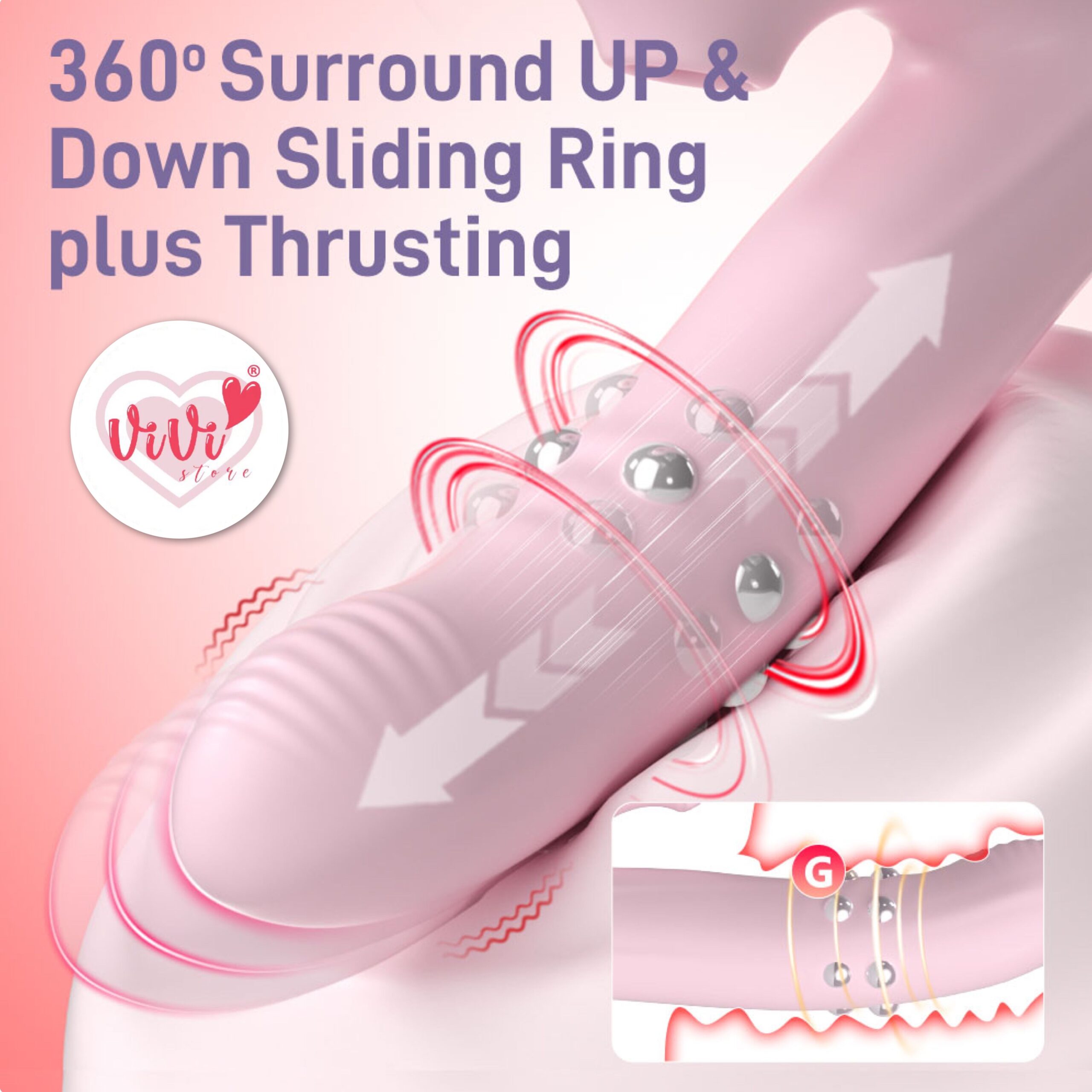 Vivi Rose 4 in 1 Sucking Thrusting Rotate Vibrator Wand Masturbator Women Adult Toy Malaysia - Image 3