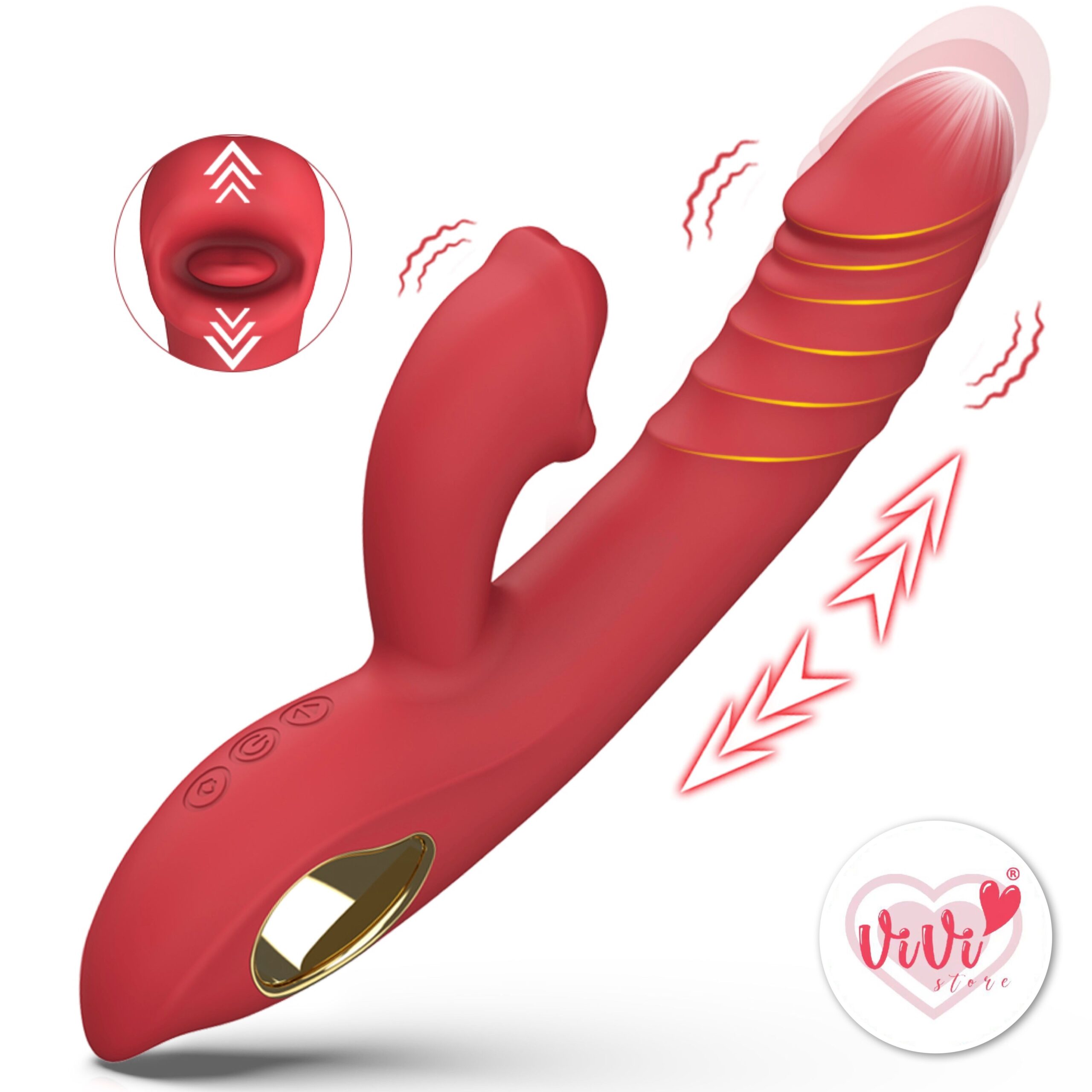 Vivi Rose 4 in 1 Sucking Thrusting Rotate Vibrator Wand Masturbator Women Adult Toy Malaysia - Image 16