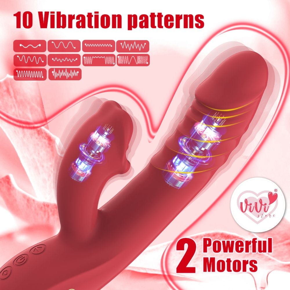 Vivi Rose 4 in 1 Sucking Thrusting Rotate Vibrator Wand Masturbator Women Adult Toy Malaysia - Image 10