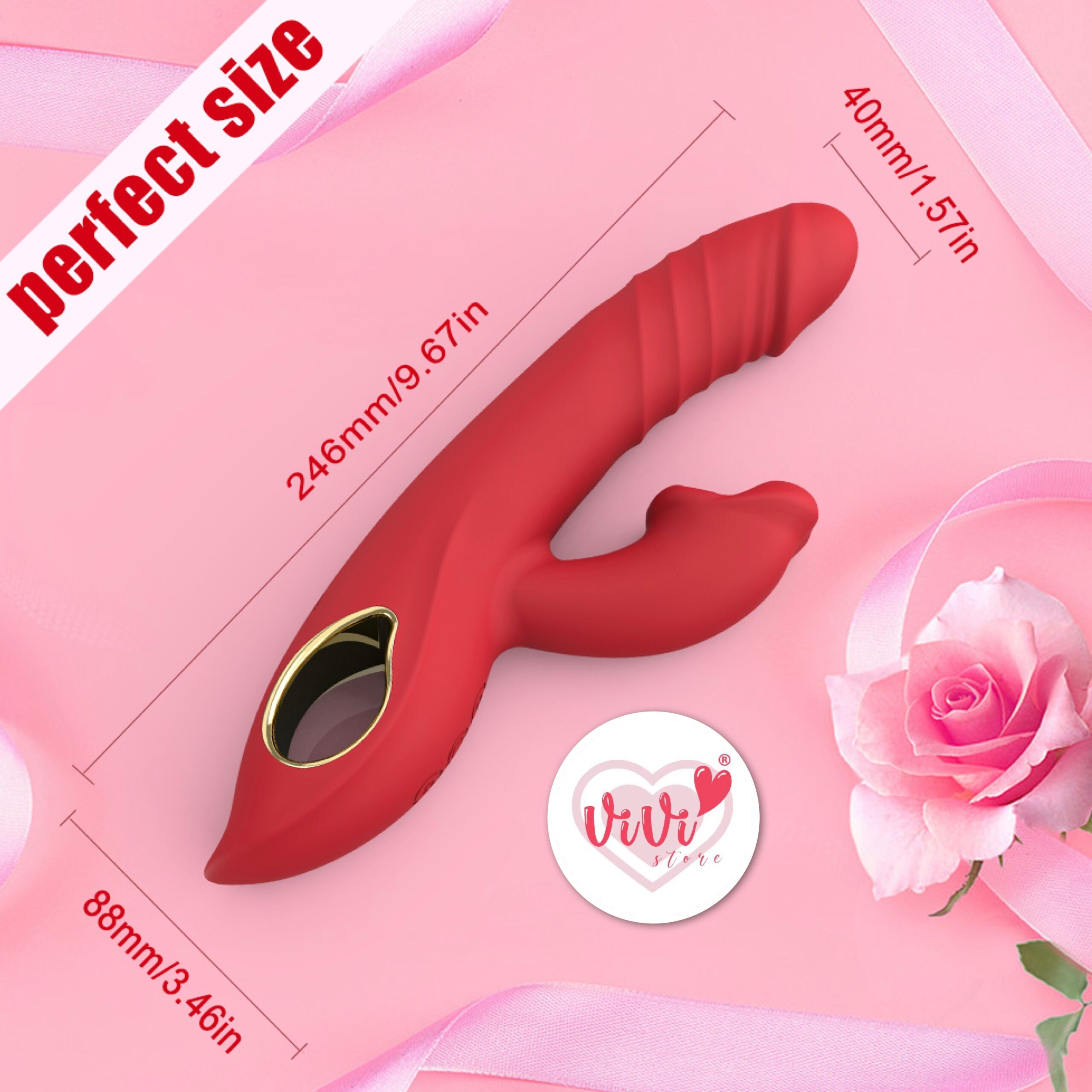 Vivi Rose 4 in 1 Sucking Thrusting Rotate Vibrator Wand Masturbator Women Adult Toy Malaysia - Image 14