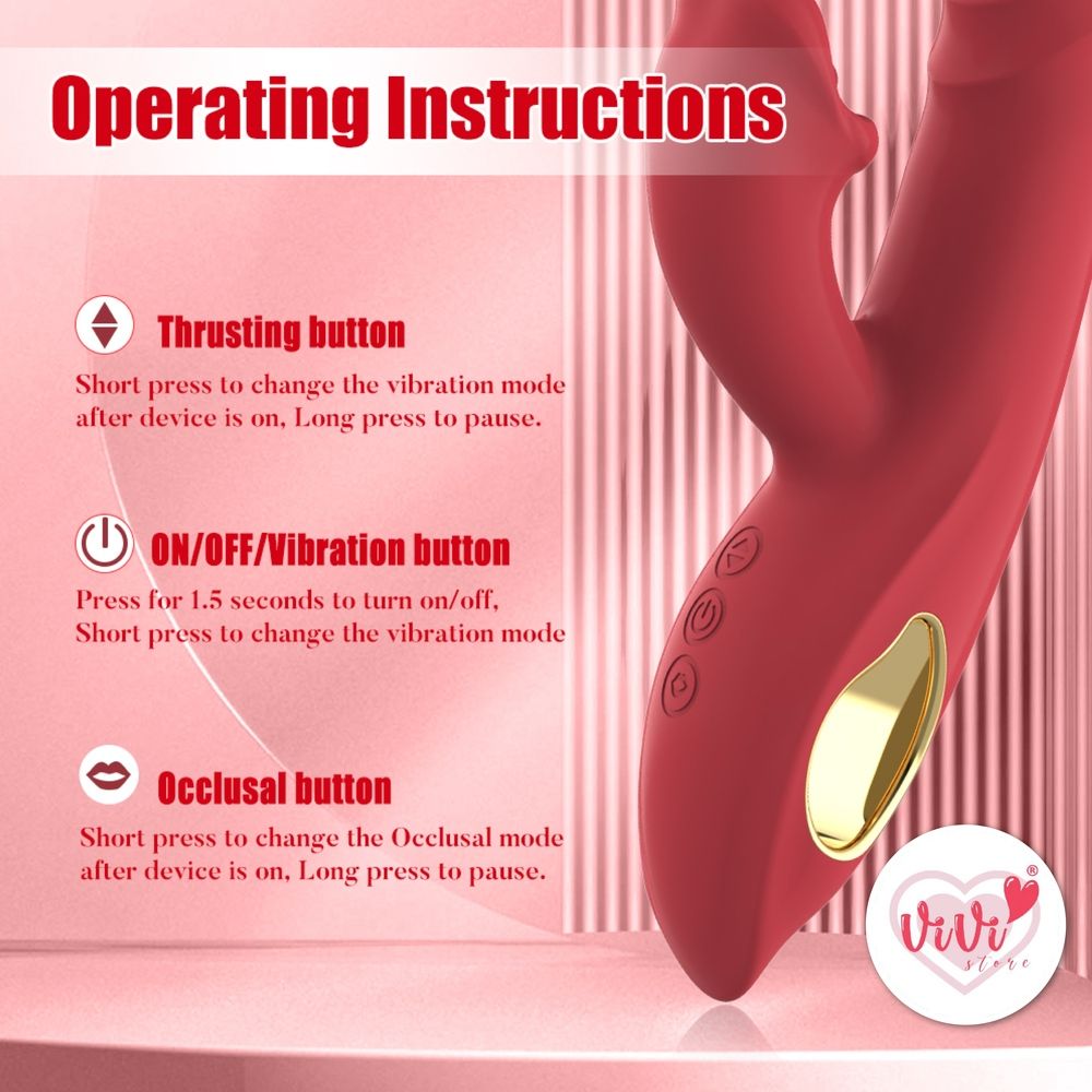 Vivi Rose 4 in 1 Sucking Thrusting Rotate Vibrator Wand Masturbator Women Adult Toy Malaysia - Image 15