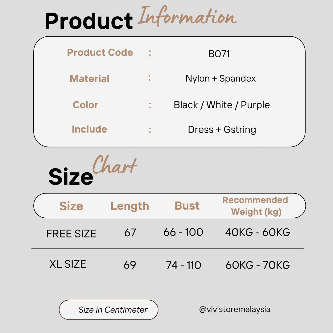 (40kg –70kg) Vivi Night Lingerie Plus Size Side Slit Mesh Nightwear Dress Malaysia - Image 2
